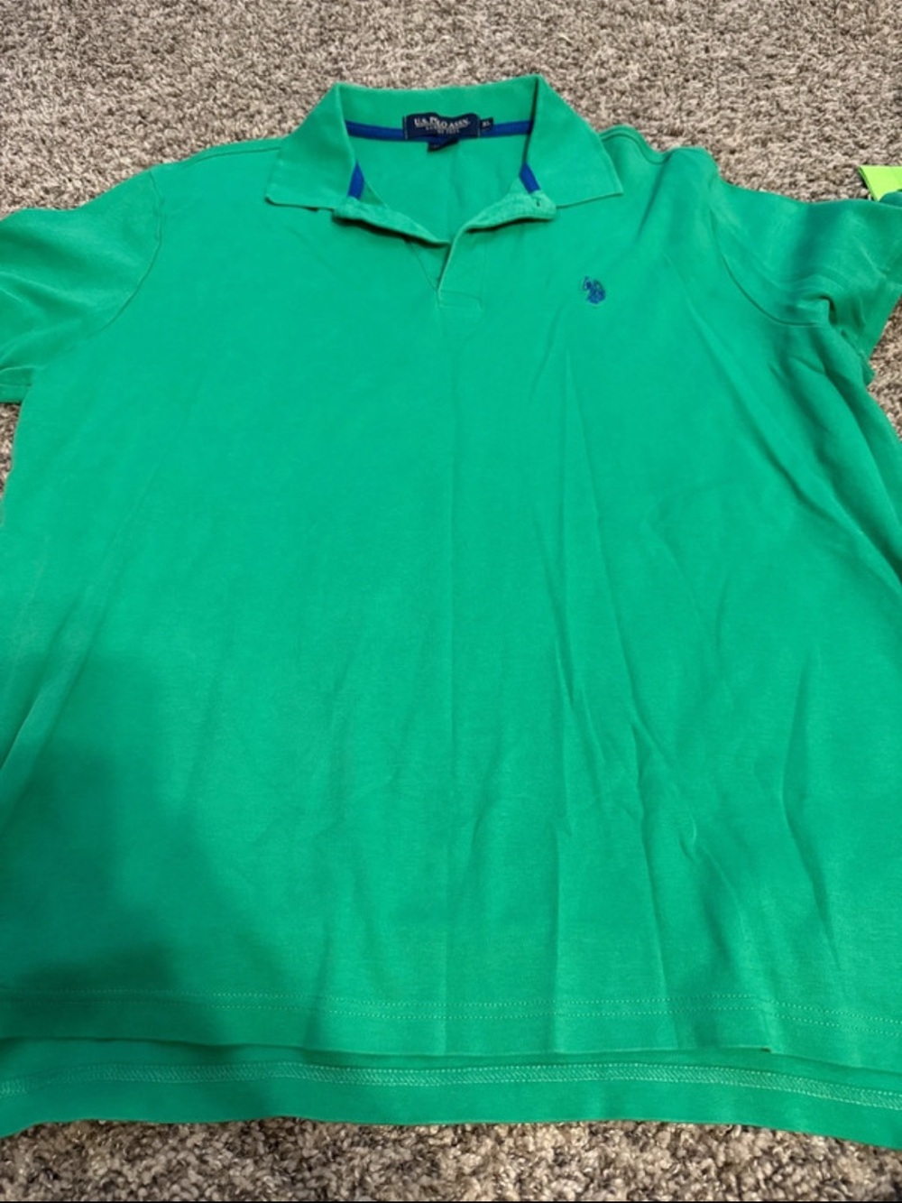 U.S. Polo Assn. Green Polo with Blue Logo Accent
